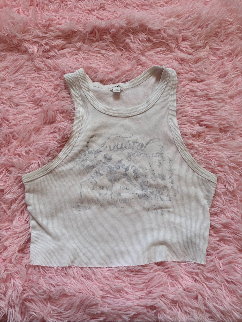 FREE WITH BUNDLE Garage White Ribbed Crop Tank Top